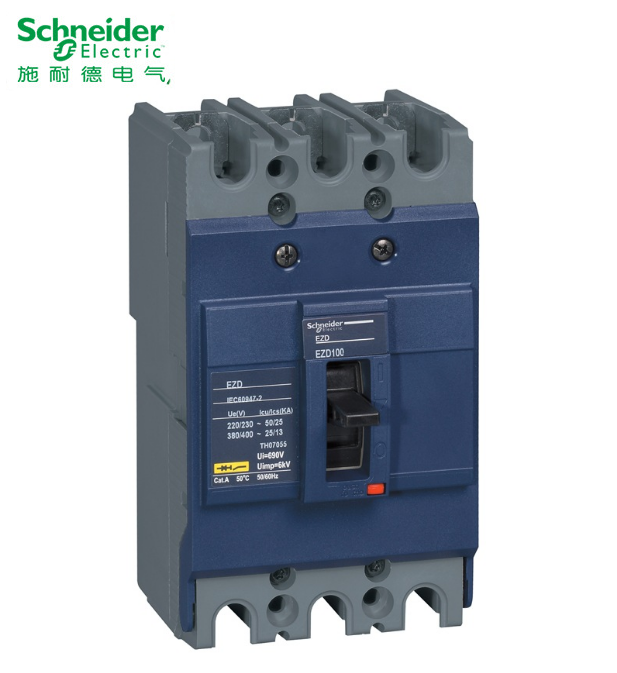 施耐德漏电塑壳断路器ezd三相三线380v剩余电流保护3p空气开关