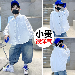 男童春秋款衬衫2023新款男孩大儿童装打底衬衣洋帅气秋季上衣服潮