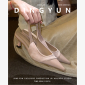 细跟凉鞋 羊皮版 后空单鞋 外穿半拖鞋 dingyun丁允优雅包尖头凉拖鞋
