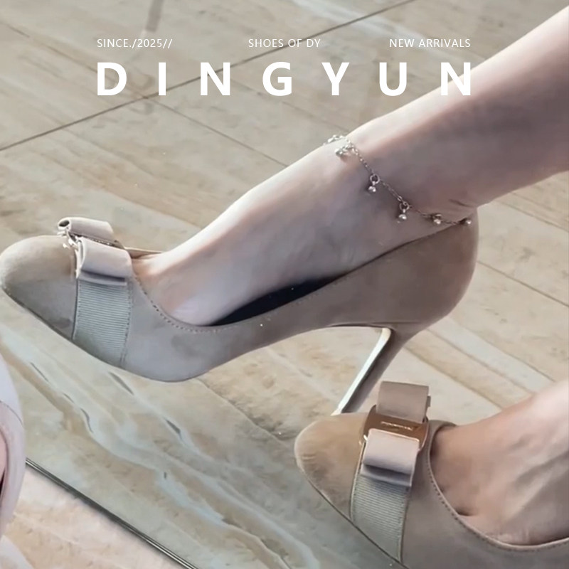 百搭杏色细跟浅口单鞋通勤高跟鞋