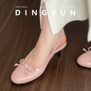 羊皮版dingyun丁允气质轻奢包头凉鞋半拖高跟鞋细跟后空单鞋春夏