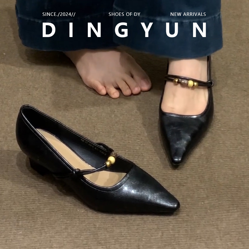 法式复古尖头单鞋小皮鞋玛丽珍鞋