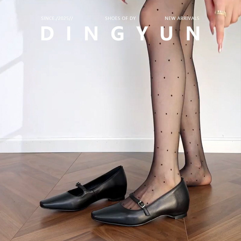 黑色/银色百搭内增高玛丽珍鞋