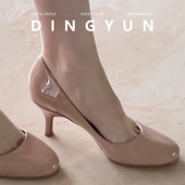 女气质优雅圆头浅口纯欲单鞋 羊皮版 dingyun丁允裸色细跟高跟鞋 秋