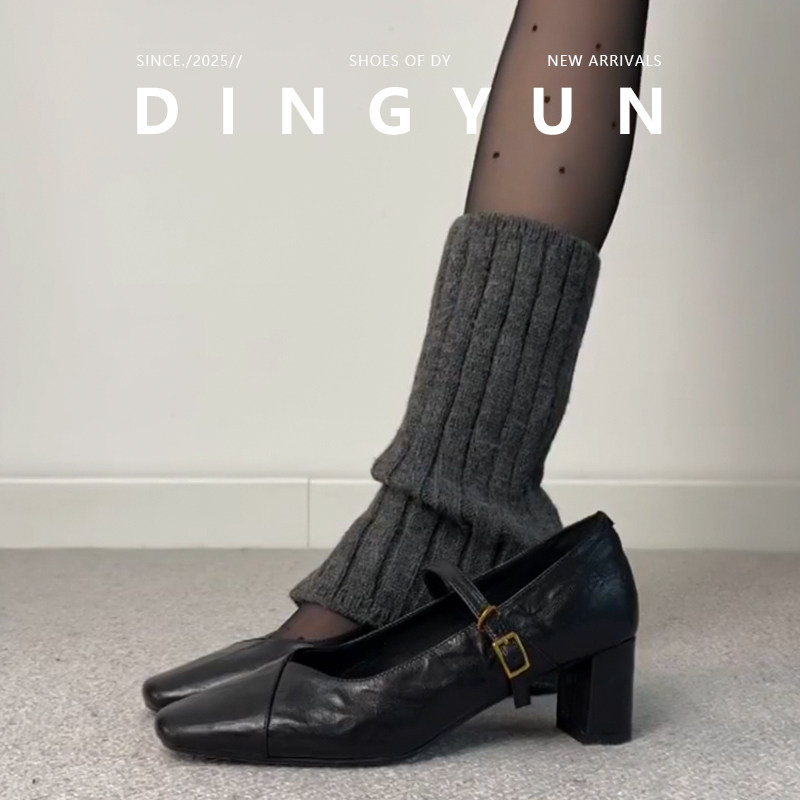 中古风粗跟玛丽珍鞋百搭浅口单鞋