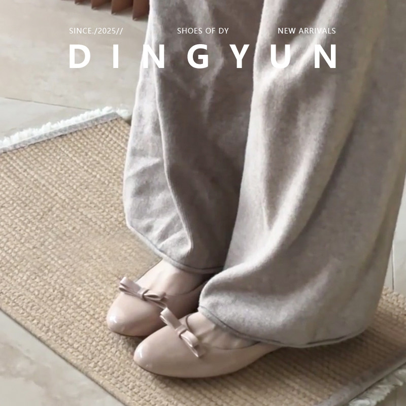 羊皮版dingyun丁允法式女单鞋蝴蝶结内增高通勤鞋漆皮浅口小皮鞋