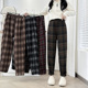 哈伦裤 女加绒裤 子2024秋冬新款 大码 胖m200斤松紧腰宽松休闲格子裤