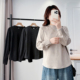 女胖mm大码 2025年秋冬新款 时尚 打底衫 显瘦美肩线收褶袖 口内搭上衣