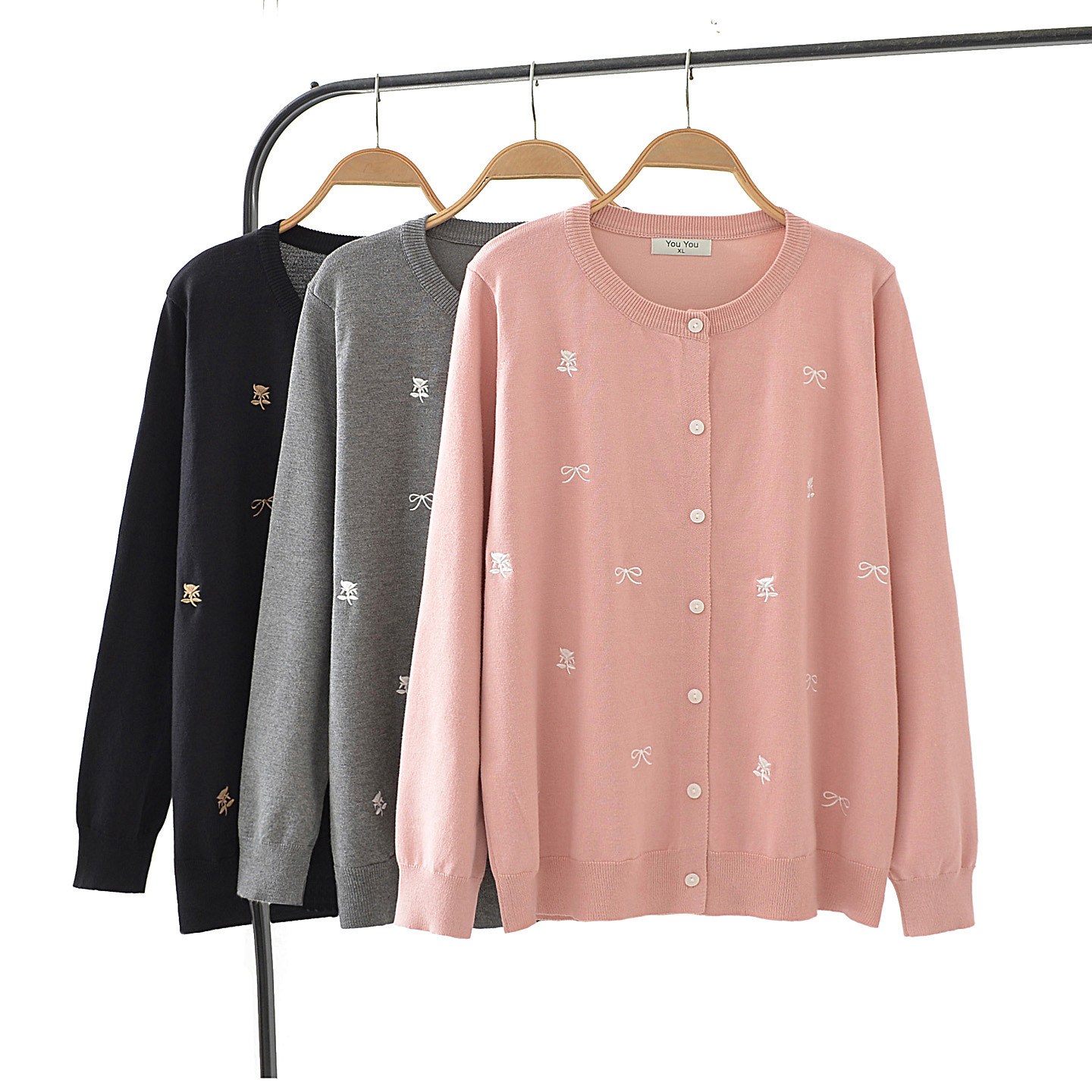 大码开衫早秋女2025年新款胖mm200斤时尚百搭刺绣正肩针织衫外套,女装/女士精品,毛针织衫,淘宝优惠券,粉丝福利购,淘宝优惠卷