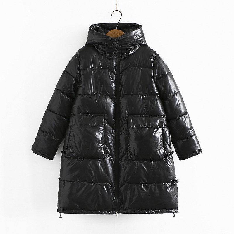 大码盘扣女棉服2023年新款冬季外套胖mm韩版中长款大口袋亮面棉衣