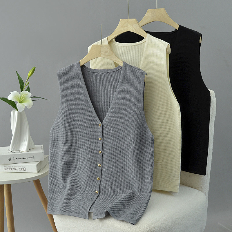 针织马甲背心女春秋外穿大码胖妹mm200斤时尚简约v领宽松毛衣坎肩,女装/女士精品,马夹,淘宝优惠券,粉丝福利购,淘宝优惠卷