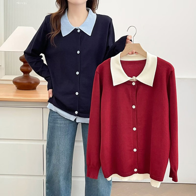 针织衫女2025新款大码假两件开衫