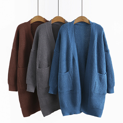 外套大码胖mm纯色无扣针织衫