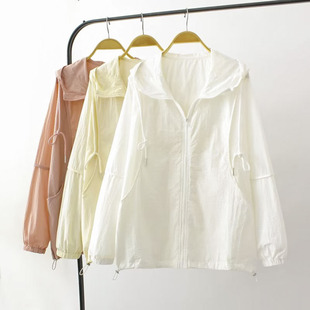 2023春夏季外套女大码200斤胖mm时尚减龄遮肉宽松休闲连帽防晒衣