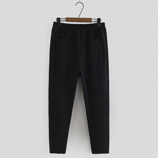 加肥加大胖mm显瘦百搭松紧腰弹力小脚哈伦裤 子秋季 女裤 220斤大码