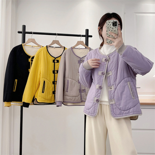 拼色加绒保暖棉服外套 胖m200斤时尚 大码 棉衣女小个子2025秋冬新款