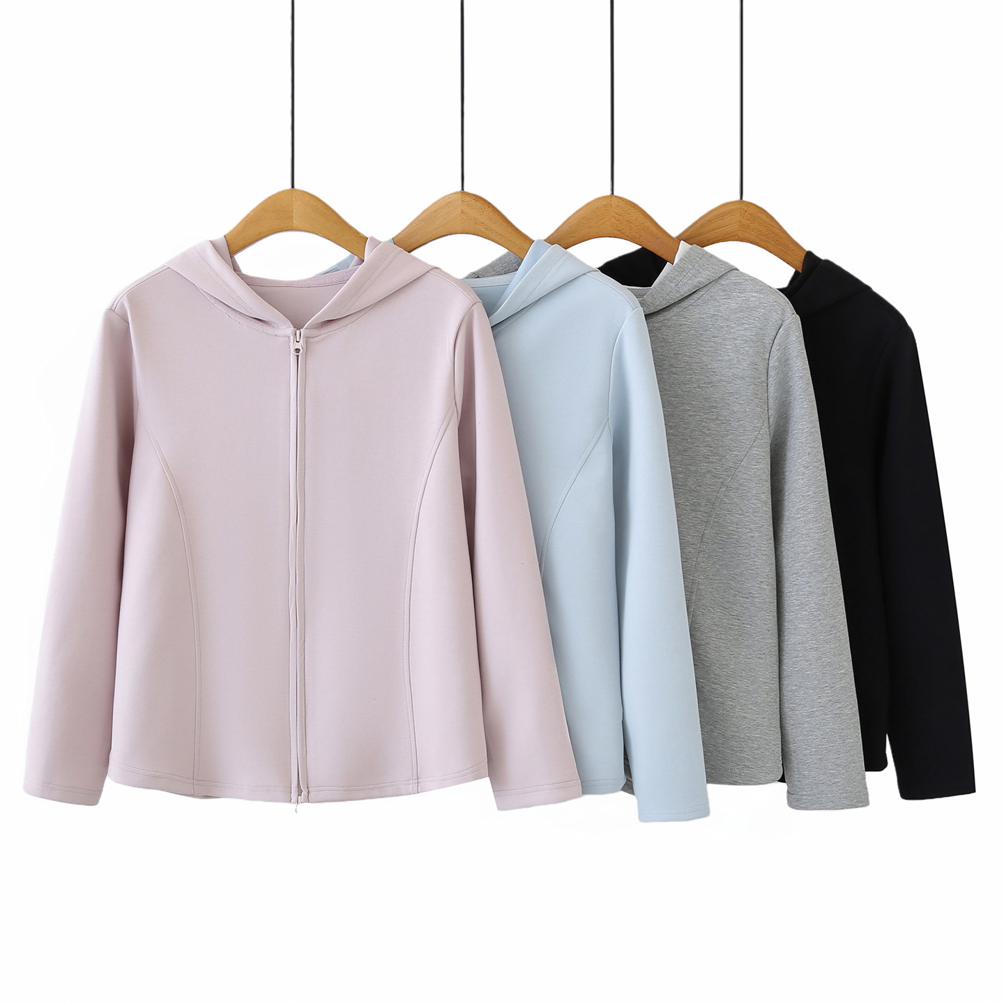 大码外套女胖mm显瘦春装2026新款200斤运动休闲双头拉链连帽卫衣