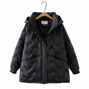 特大码女240斤棉衣2025冬季新款胖mm韩版宽松连帽中长款棉服外套