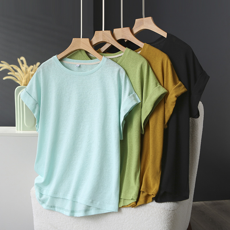 大码胖mmt恤女短袖2024年夏季新款前短后长简约圆领宽松半袖上衣