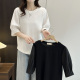 t恤女夏季 褶皱袖 2025新款 大码 胖mm200斤半袖 时尚 拼接宽松短袖 上衣