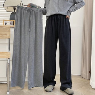 子200斤显瘦抽绳松紧腰宽松休闲拖地长裤 胖mm裤 女大码 春秋阔腿裤
