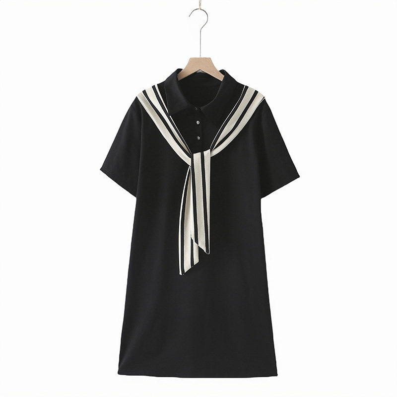 大码女装显瘦减龄遮肉连衣裙夏季学院风条纹披肩设计感宽松短袖裙,女装/女士精品,连衣裙,淘宝优惠券,粉丝福利购,淘宝优惠卷