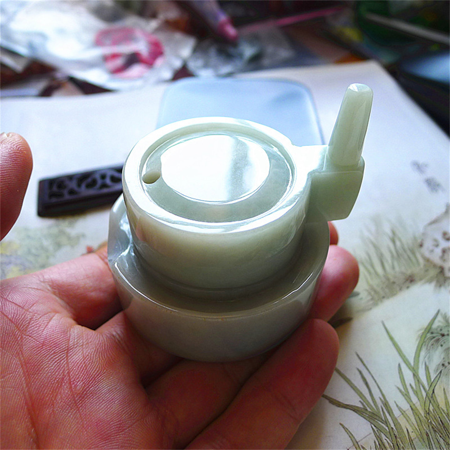 天然缅甸翡翠A货老坑种精雕精美水润时来运转小摆件配证书