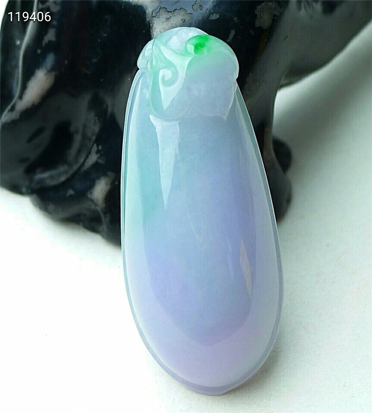 天然翡翠A货老坑种翡翠 精美浅紫色福星高照吊坠 配证书