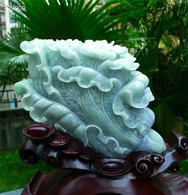天然老坑种白菜摆件配证书翡翠