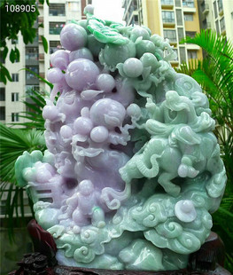 正品天然翡翠A货老坑种 五谷丰收摆件 配鉴定证书