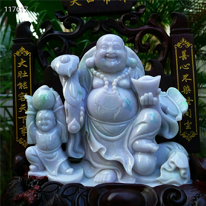 天然老坑种摆件配鉴定证书翡翠