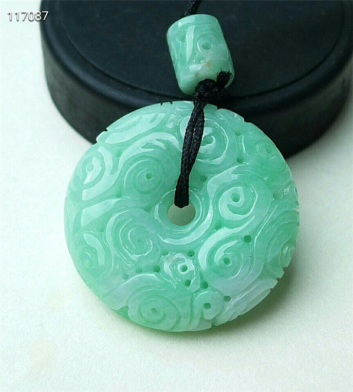 正品天然翡翠A货老坑种翡翠 精美平安扣吊坠 配鉴定证书