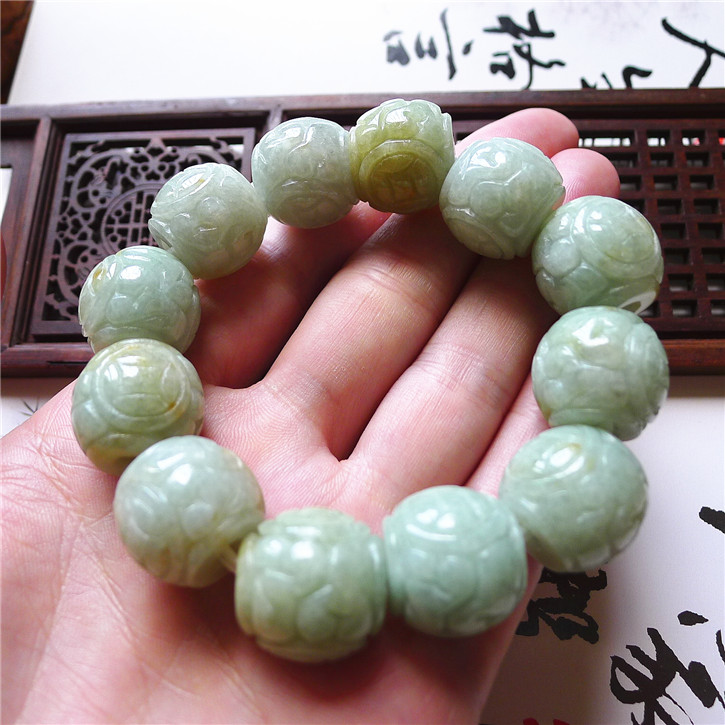 正品天然翡翠A货老坑种 招财进宝手链 配鉴定证书