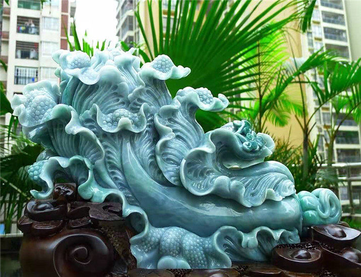 正品天然翡翠A货老坑种 招财白菜摆件 配鉴定证书