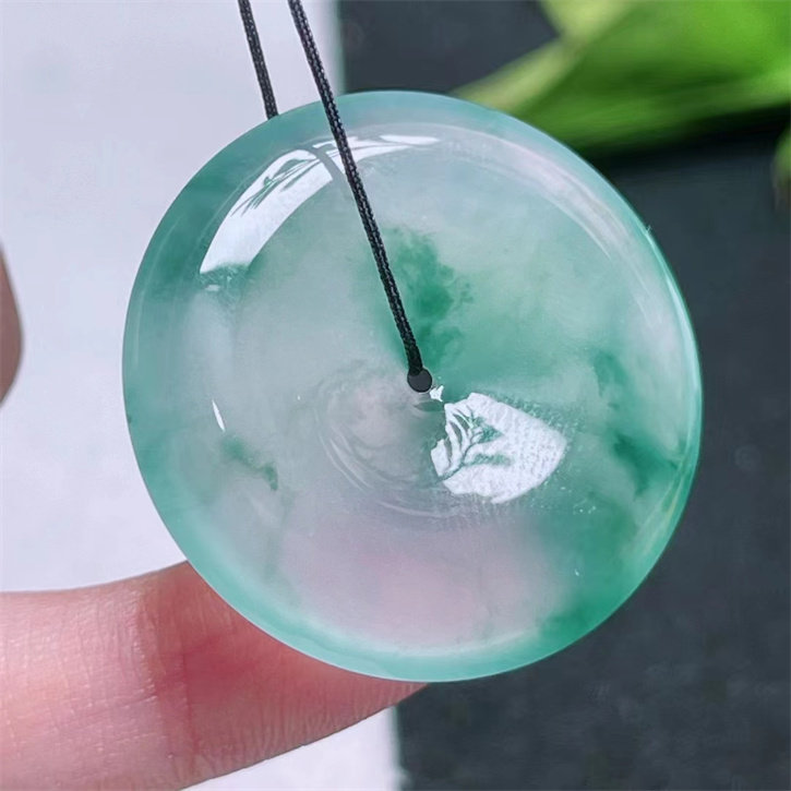 水润配证书天然翡翠老坑种平安扣