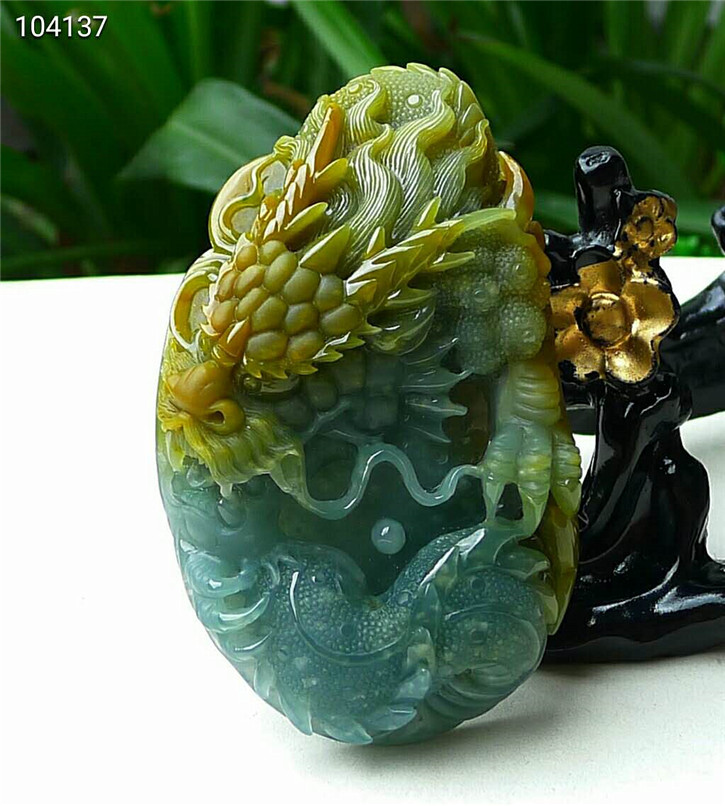 正品天然翡翠A货老坑种 龙腾盛世吊坠 配鉴定证书
