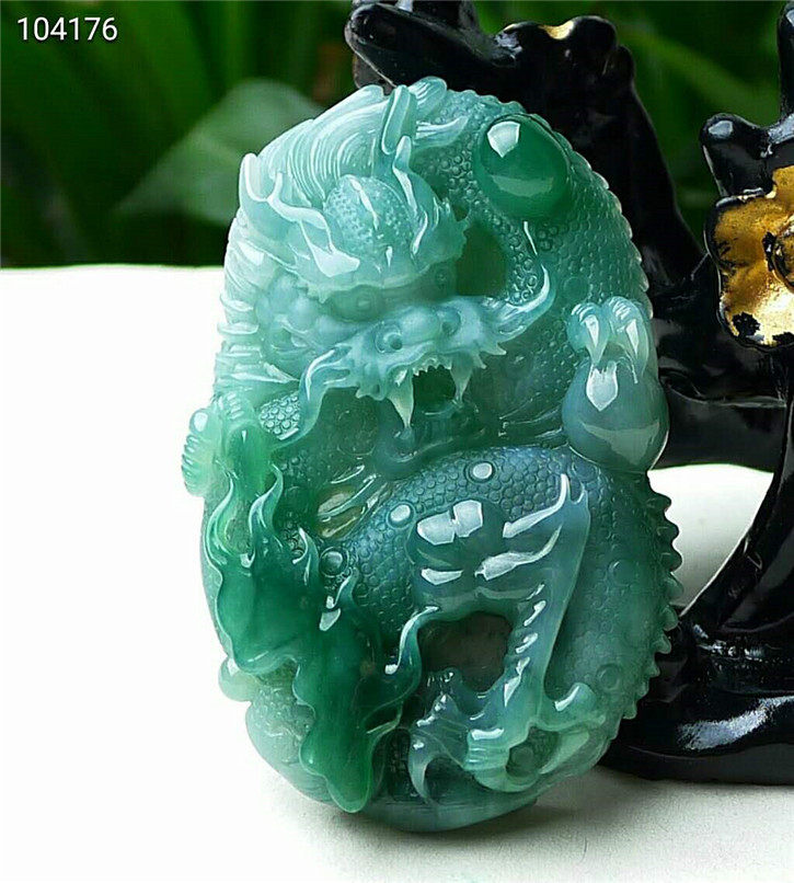 正品天然翡翠A货老坑种 龙行天下吊坠 配鉴定证书