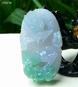 正品天然翡翠A货老坑种 生意兴隆龙行天下吊坠 配鉴定证书