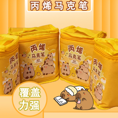 卡皮巴拉丙烯马克笔幼儿园小学生美术专用画笔水彩笔不透色可叠色