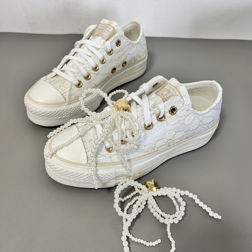匡威all star新款松糕增高花卉刺绣女款厚底增高帆布鞋 A15197C