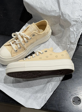 CONVERSE匡威All Star Lift春季串珠花朵女子厚底鞋帆布鞋A17790C
