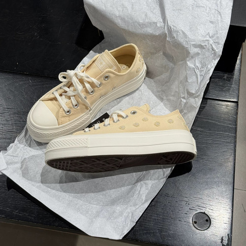 CONVERSE匡威All Star Lift春季串珠花朵女子厚底鞋帆布鞋A17790C