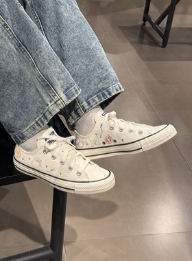 CONVERSE匡威All Star刺绣图案男女低帮休闲鞋透气帆布鞋 A16681C