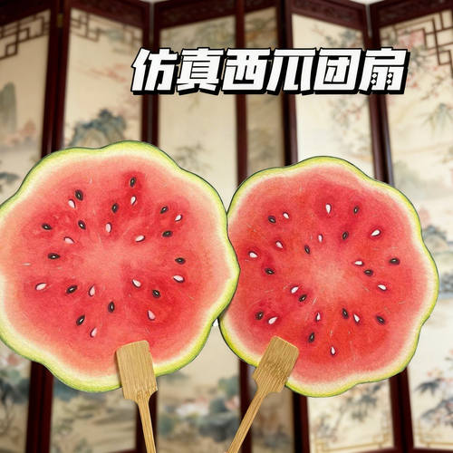 小扇子西瓜扇子手绘风西瓜团扇