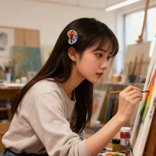 手绘调色板发夹趣味设计感
