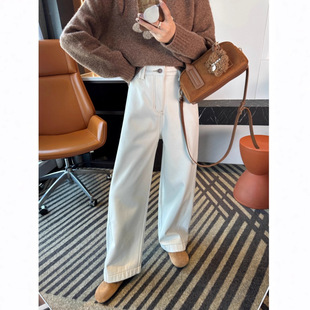 女加绒弯刀牛仔长裤 保暖宽松高腰休闲裤 女 梨型必入 遮肉神裤