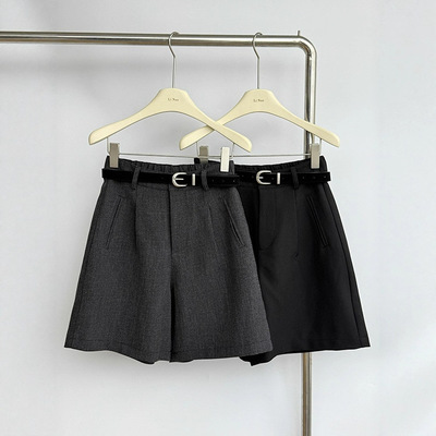 黎诺秋季新款韩系简约百搭五分西装裤女2025通勤休闲配腰带短