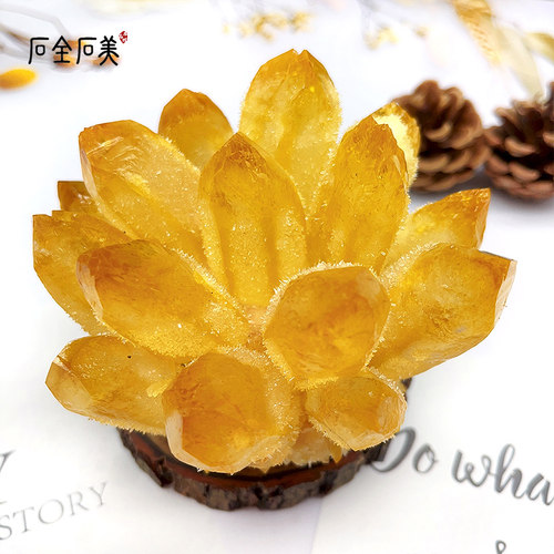 天然黄水晶簇消磁石装饰摆件