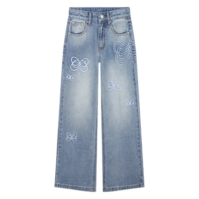 【蝴蝶设计】文文私服 牛仔裤百搭时尚气质洋气小众预WWC6NZK0029