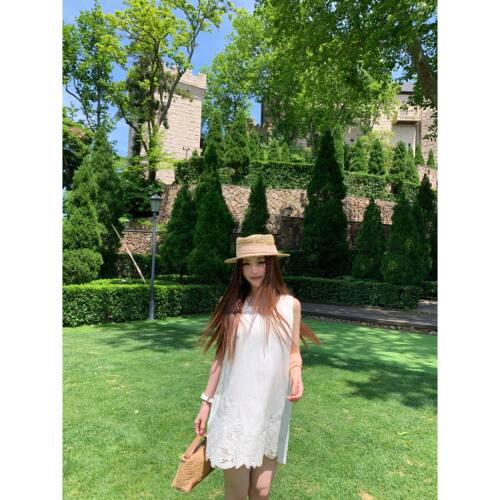 《月光栀子》文文私服 气质淑女蕾丝花边吊带连衣裙预WWX6LYQ1591